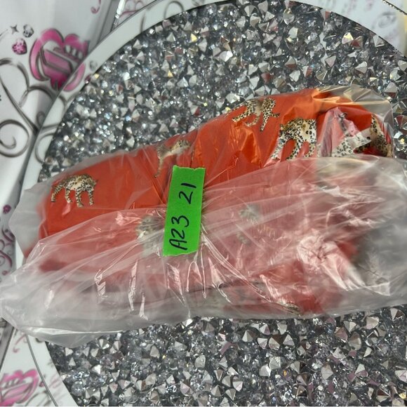 Chico's blouse leopards cheetahs cats Vibrant Orange Top with Leopard Print - Picture 7 of 7